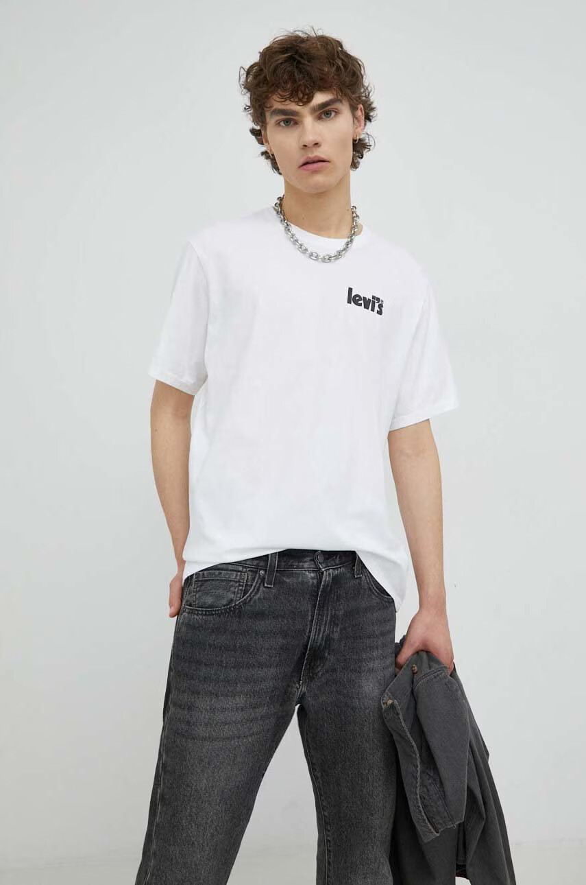 Levi's Памучна Тениска в бяло с принт - Pepit.bg