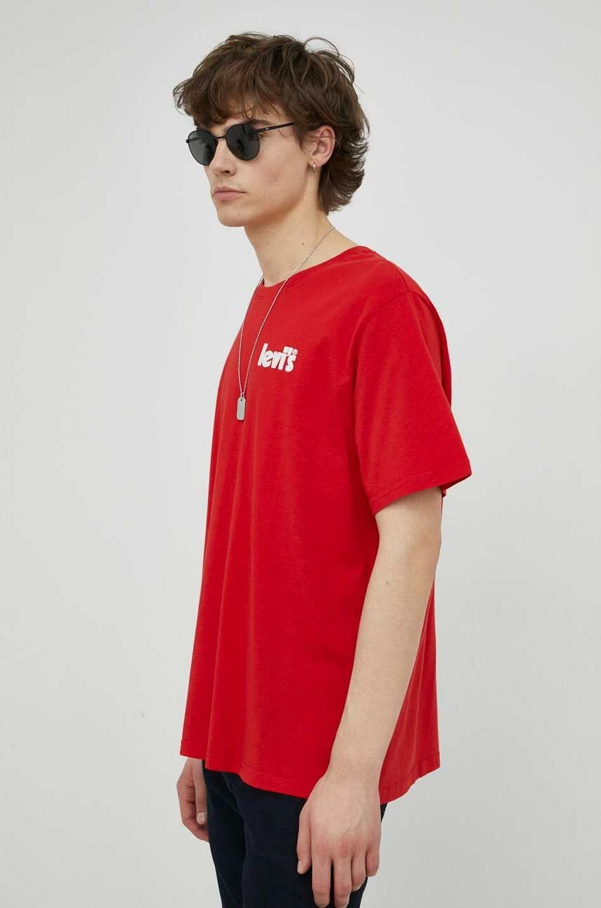 Levi's Памучна тениска в червено с принт - Pepit.bg
