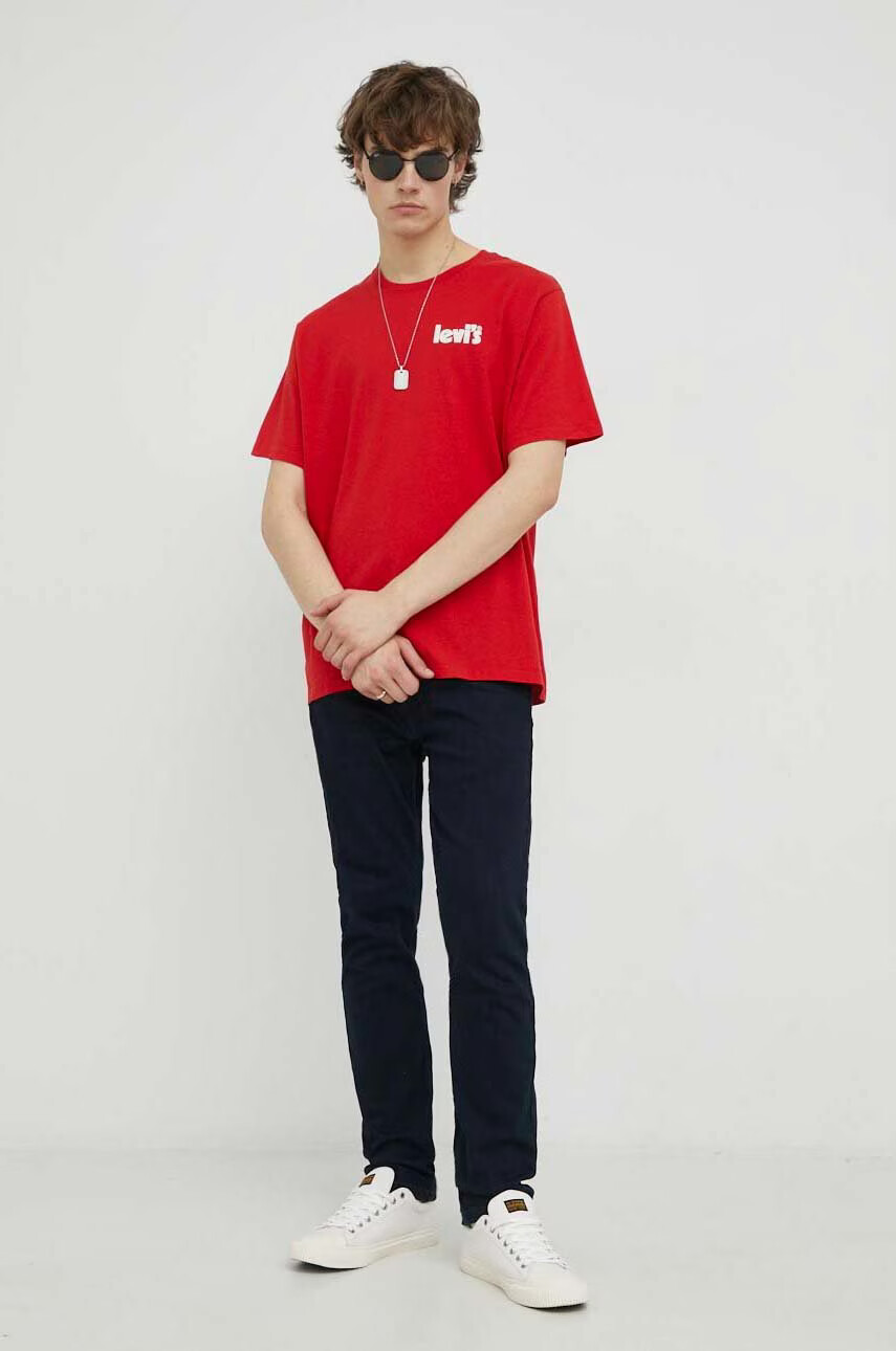 Levi's Памучна тениска в червено с принт - Pepit.bg
