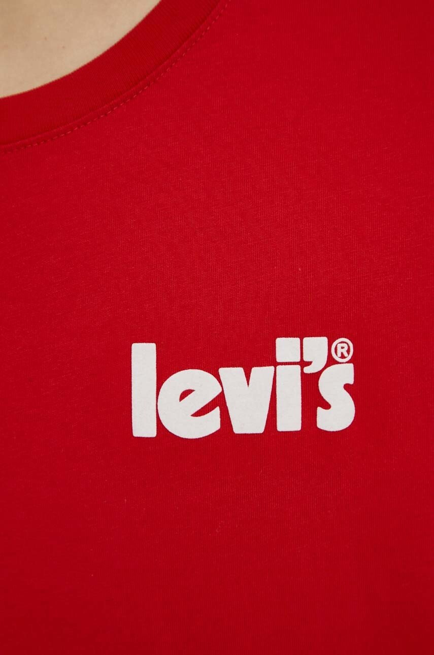 Levi's Памучна тениска в червено с принт - Pepit.bg