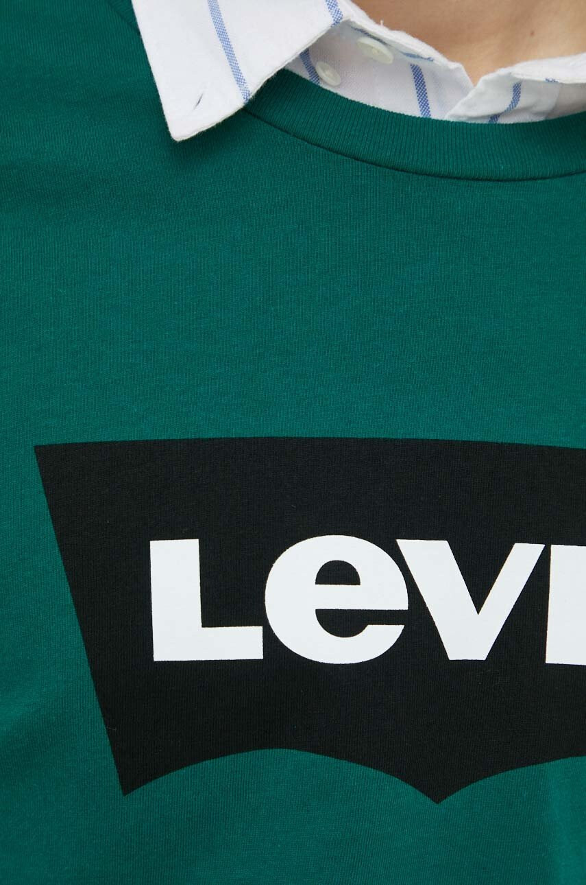Levi's Памучна тениска в зелено с принт - Pepit.bg