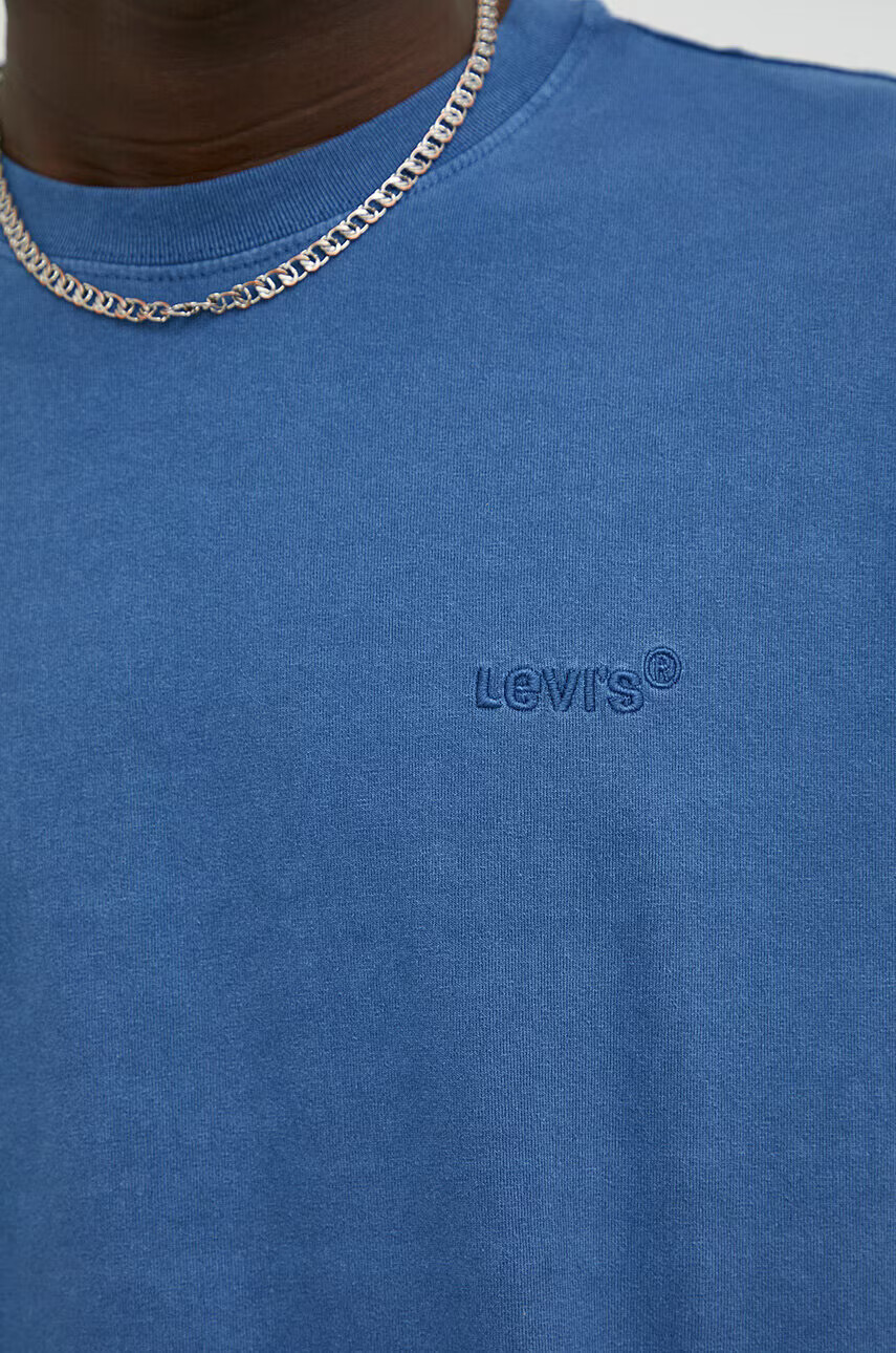 Levi's Памучна тениска В синьо с изчистен дизайн - Pepit.bg