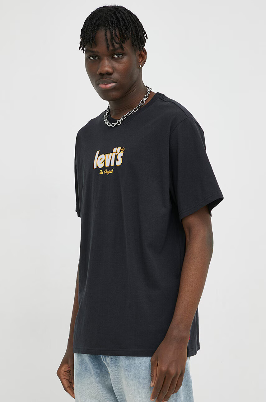 Levi's Памучна тениска В черно с апликация - Pepit.bg
