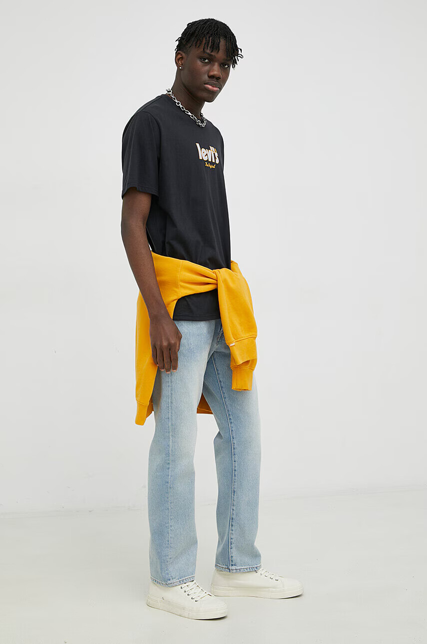 Levi's Памучна тениска В черно с апликация - Pepit.bg