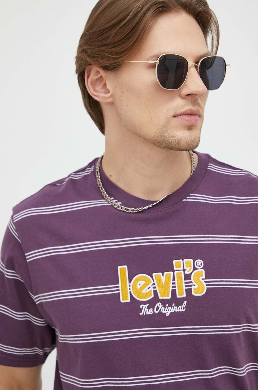 Levi's Памучна тениска в лилаво с десен - Pepit.bg