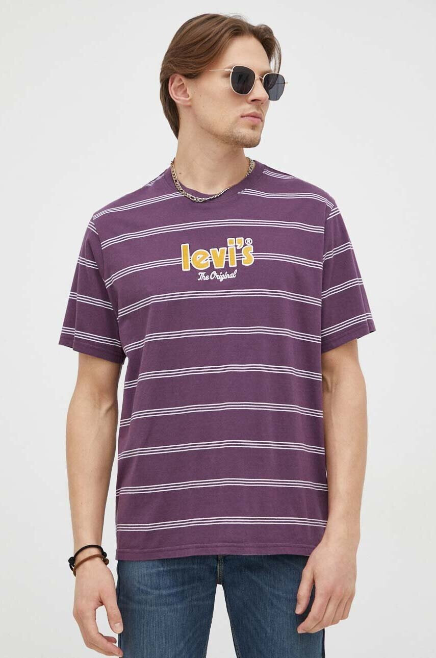 Levi's Памучна тениска в лилаво с десен - Pepit.bg