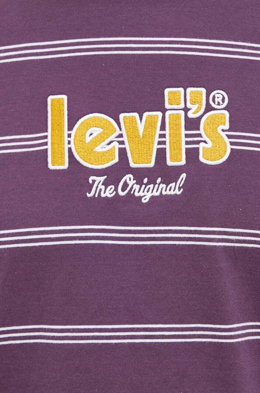 Levi's Памучна тениска в лилаво с десен - Pepit.bg