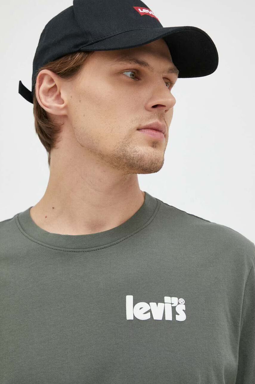 Levi's Памучна тениска в зелено с принт - Pepit.bg