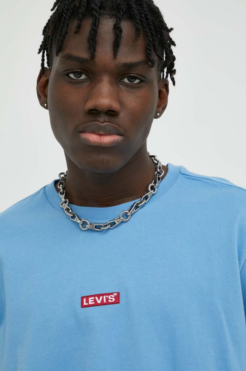 Levi's Памучна тениска в синьо с апликация - Pepit.bg
