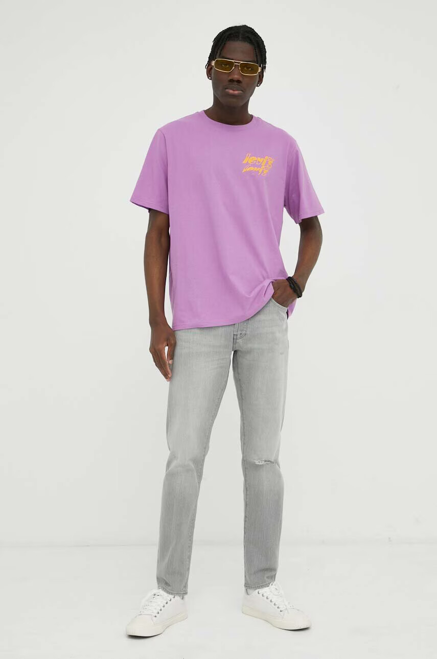 Levi's Памучна тениска в лилаво с принт - Pepit.bg