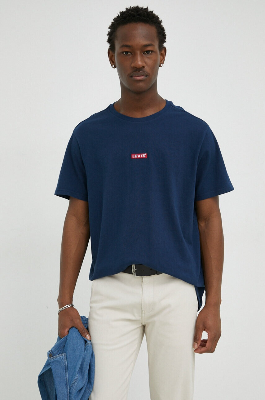 Levi's Памучна тениска в тъмносиньо с апликация - Pepit.bg