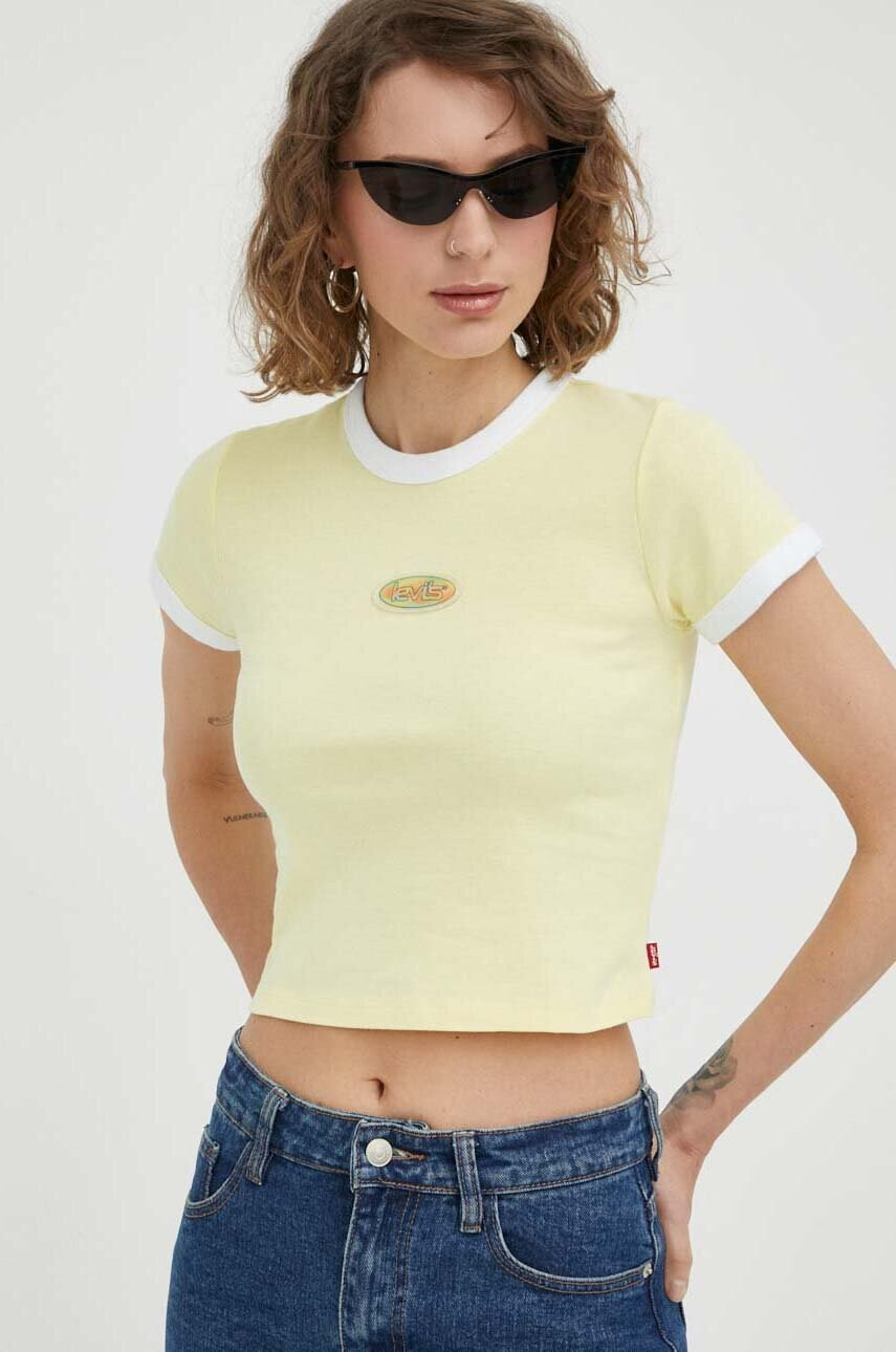 Levi's Памучна тениска в жълто - Pepit.bg