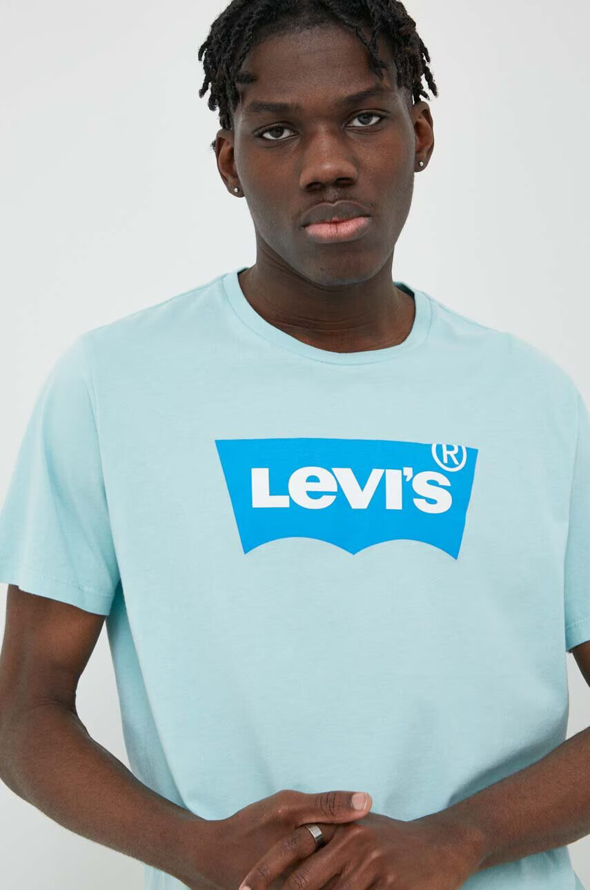Levi's Памучна тениска в тюркоазено с принт - Pepit.bg