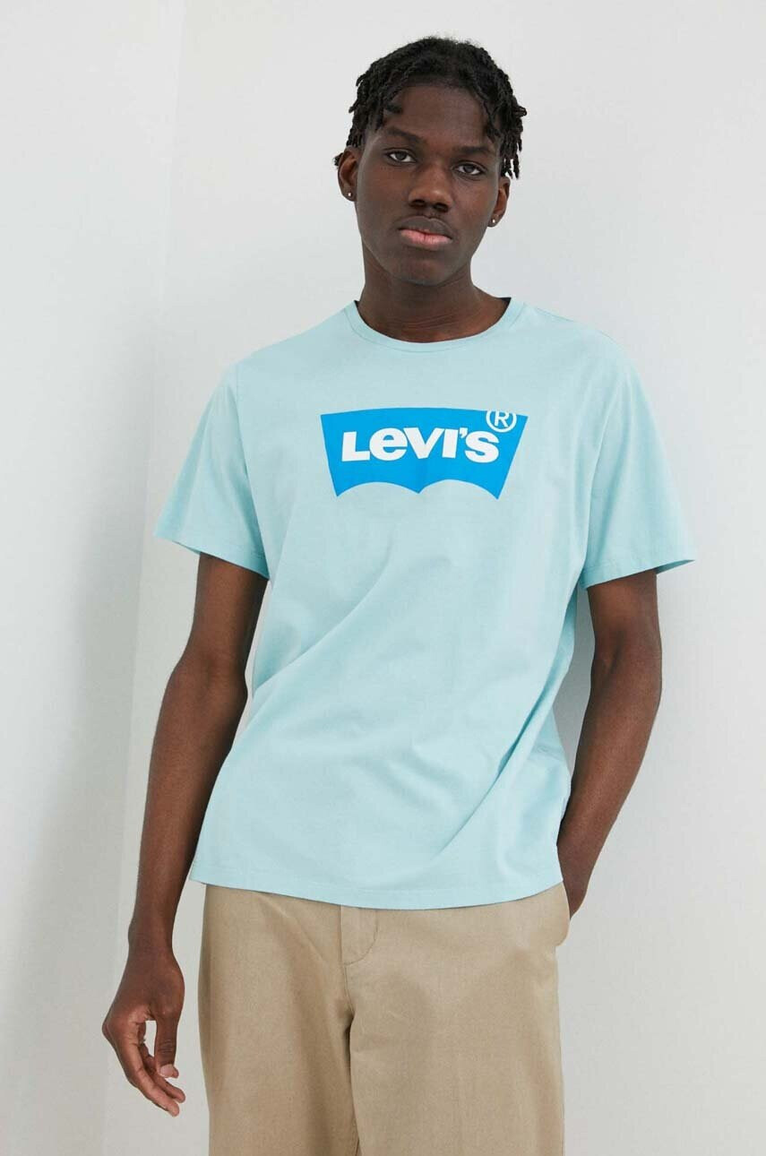 Levi's Памучна тениска в тюркоазено с принт - Pepit.bg