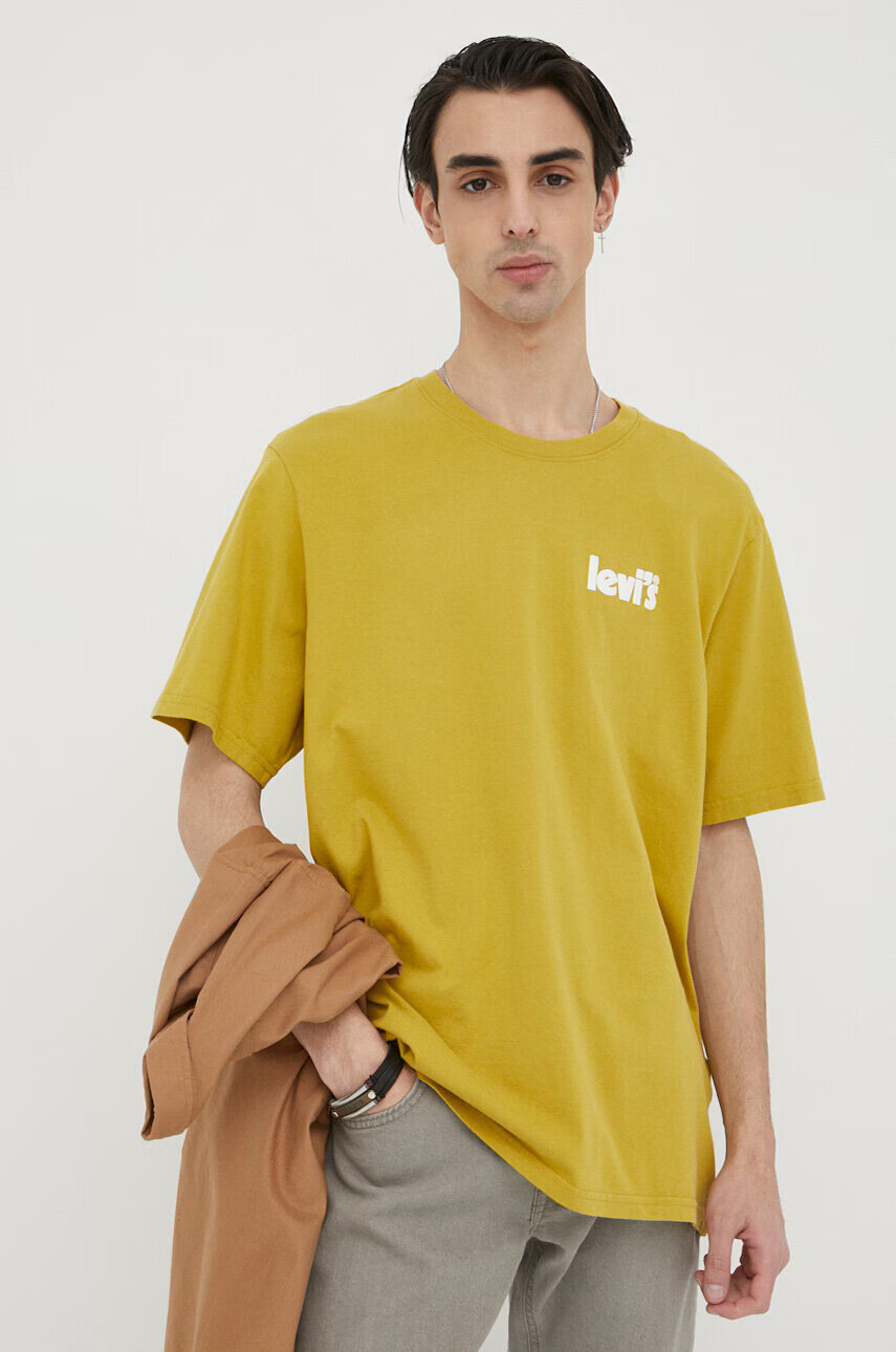 Levi's Памучна тениска в зелено с принт - Pepit.bg