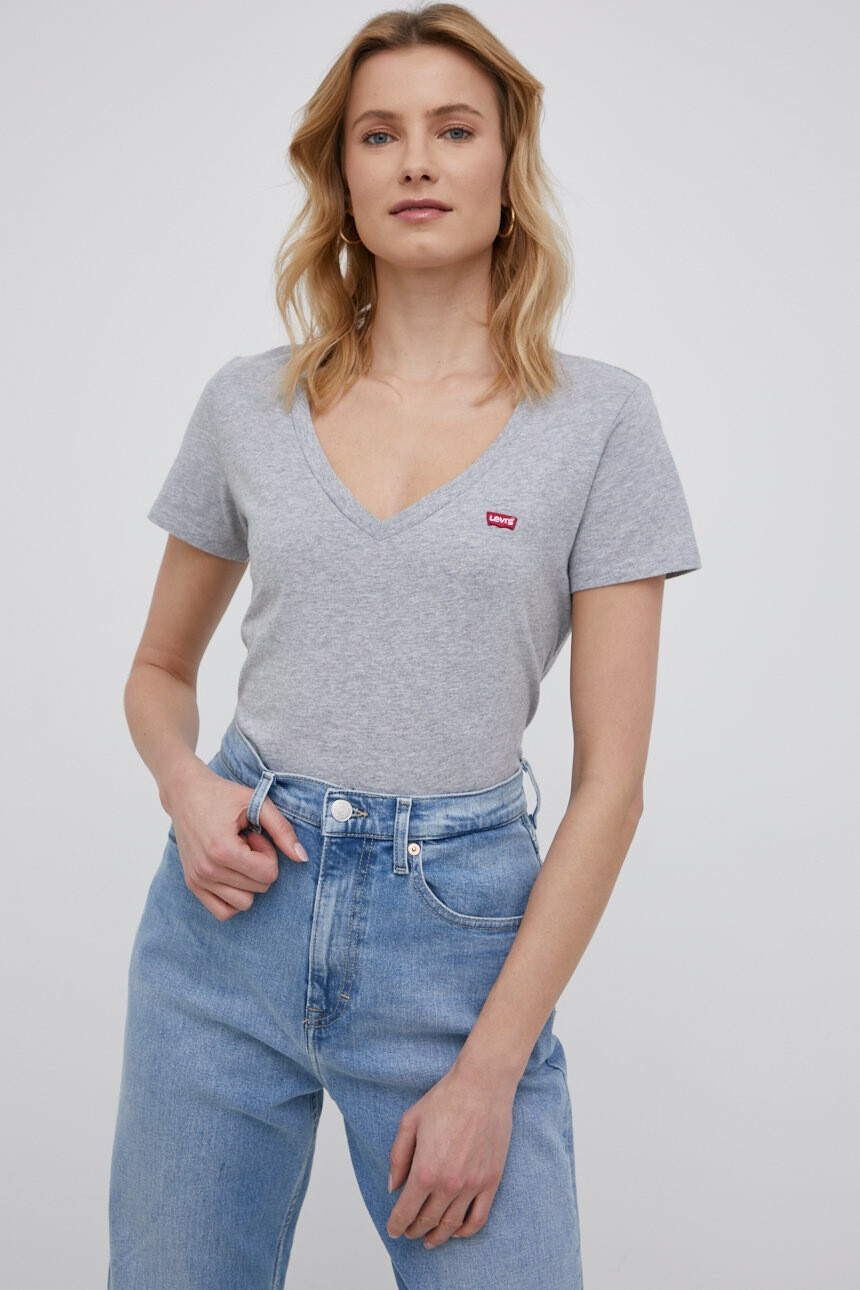 Levi's Памучна тениска в сиво - Pepit.bg