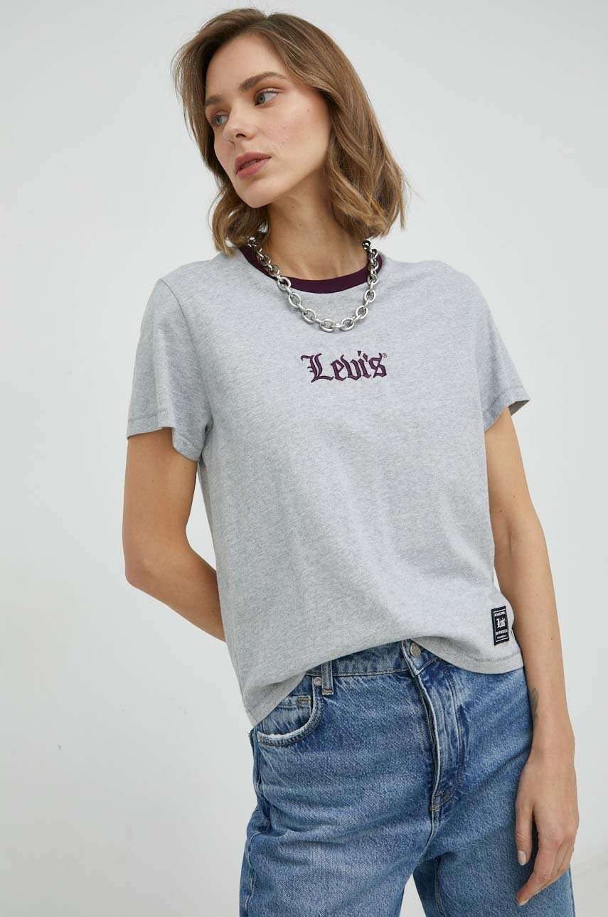 Levi's Памучна тениска в сиво - Pepit.bg