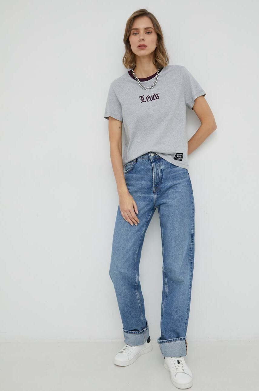 Levi's Памучна тениска в сиво - Pepit.bg