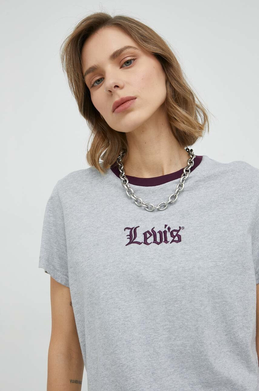 Levi's Памучна тениска в сиво - Pepit.bg