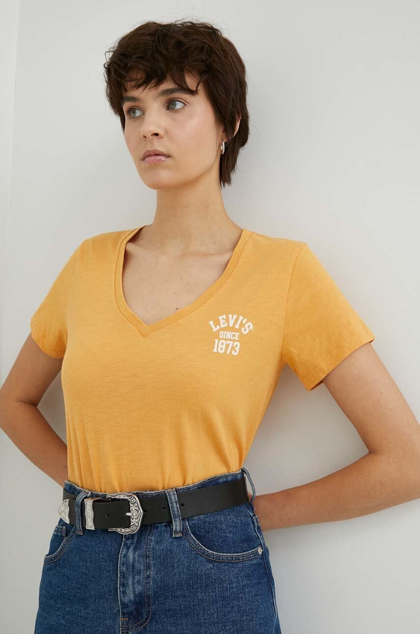 Levi's Памучна тениска в оранжево - Pepit.bg