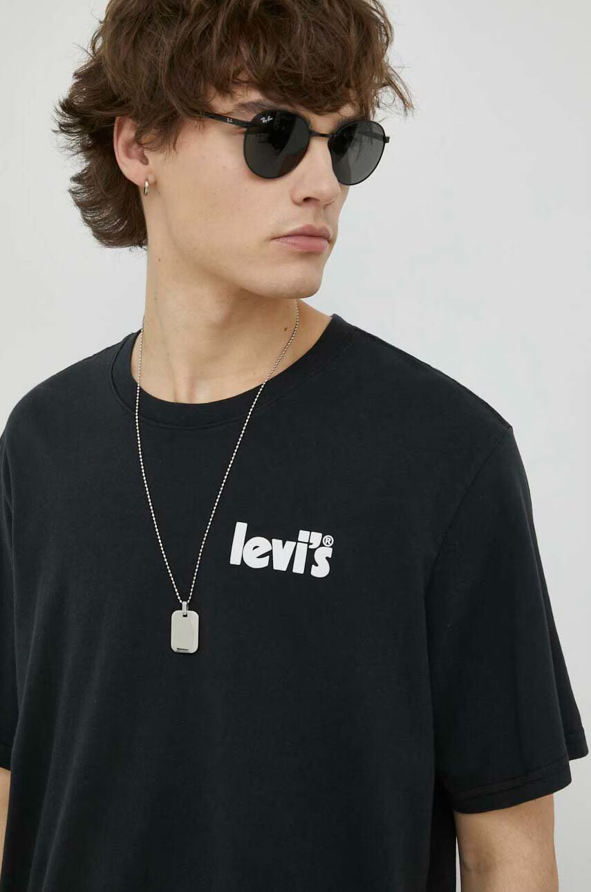 Levi's Памучна тениска в черно с принт - Pepit.bg