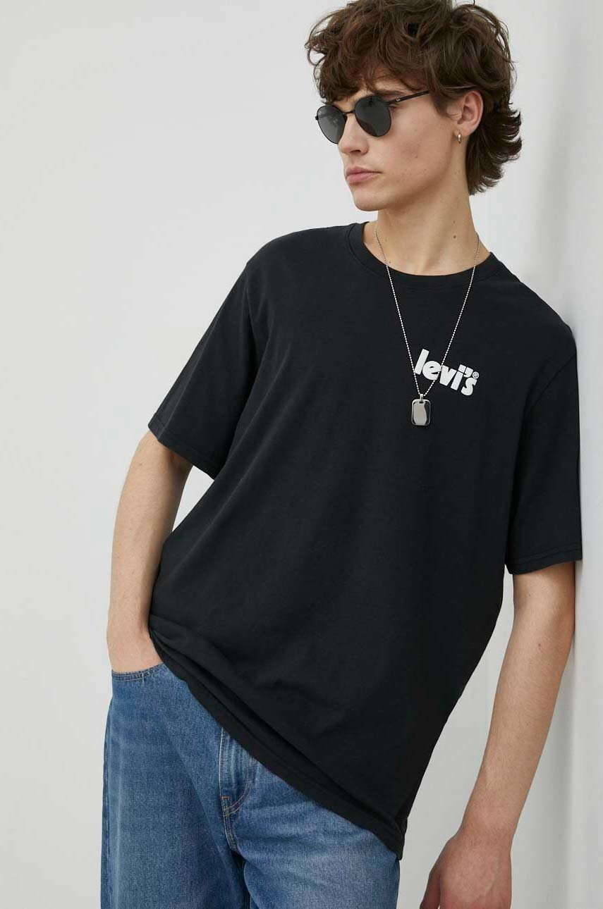 Levi's Памучна тениска в черно с принт - Pepit.bg