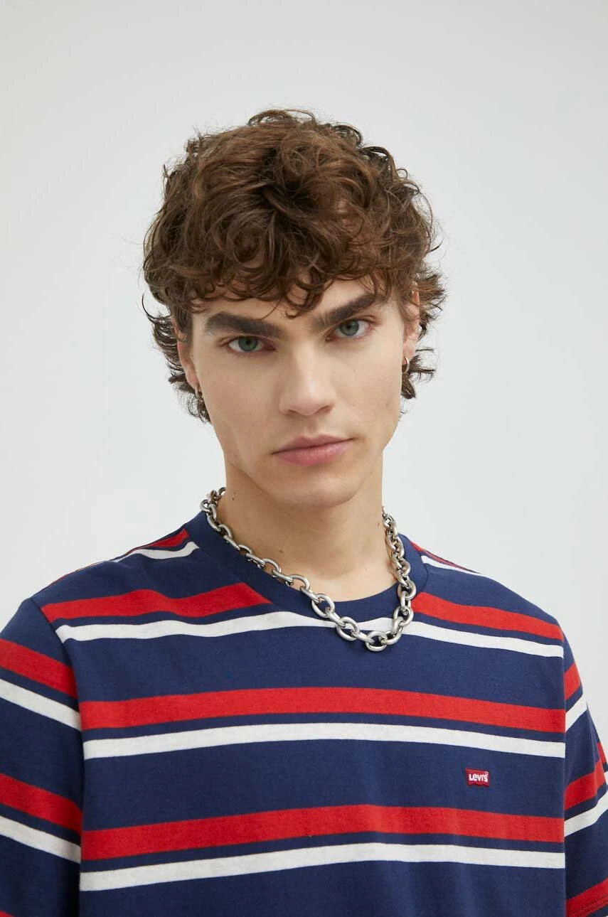 Levi's Памучна Тениска в тъмносиньо с десен - Pepit.bg