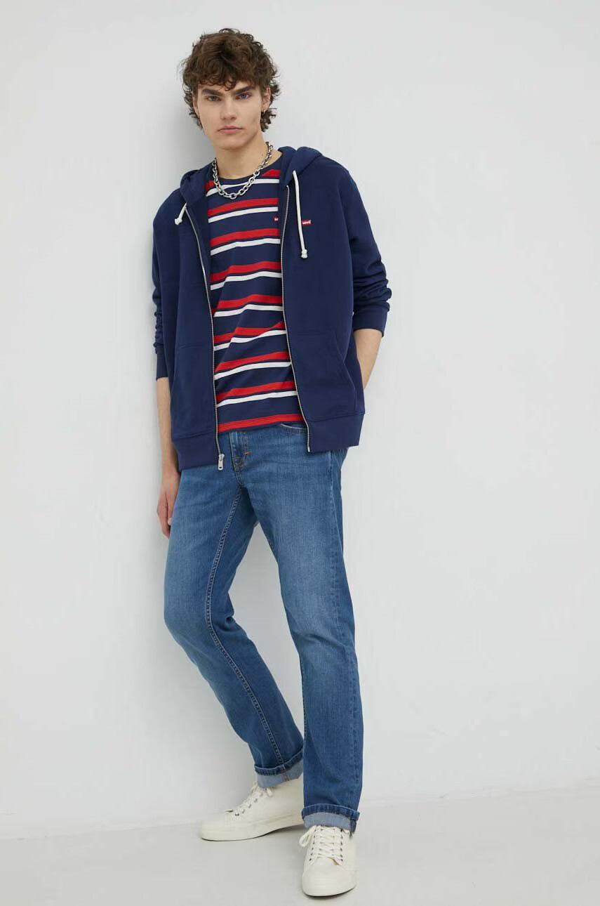 Levi's Памучна Тениска в тъмносиньо с десен - Pepit.bg