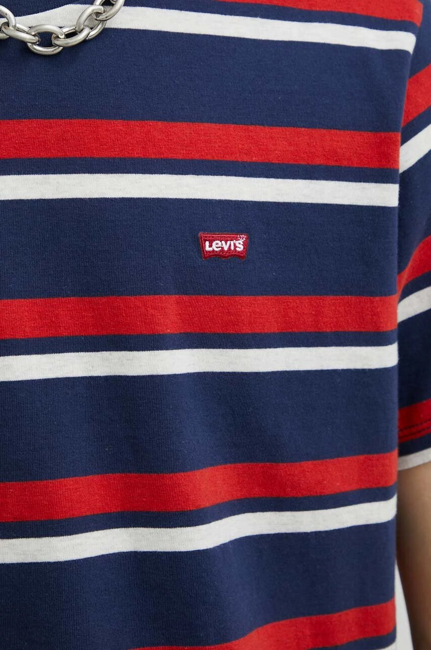 Levi's Памучна Тениска в тъмносиньо с десен - Pepit.bg