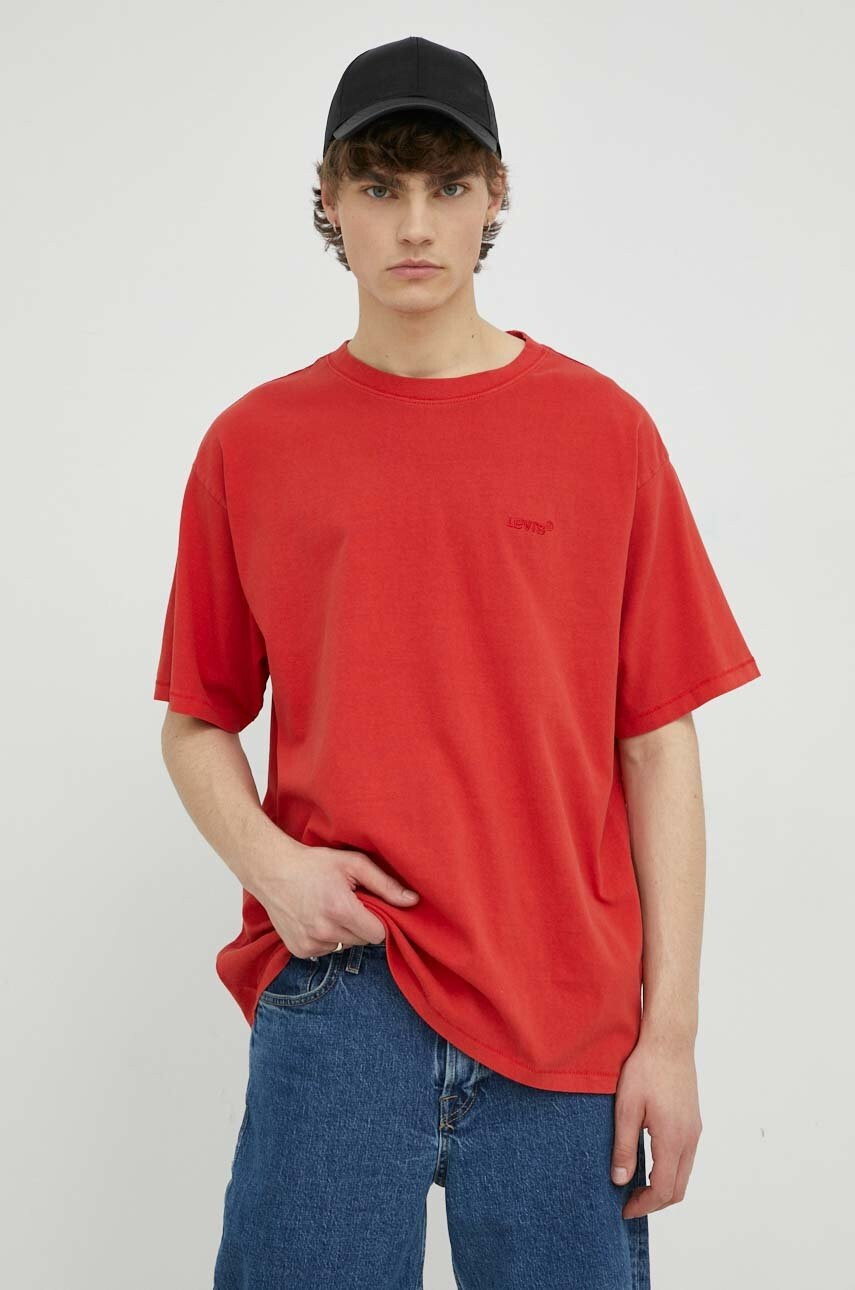Levi's Памучна тениска в червено с изчистен дизайн - Pepit.bg