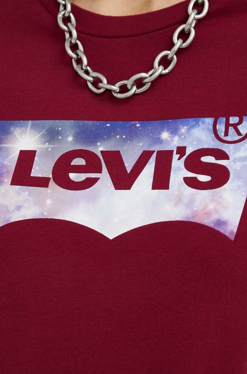 Levi's Памучна тениска в бордо - Pepit.bg