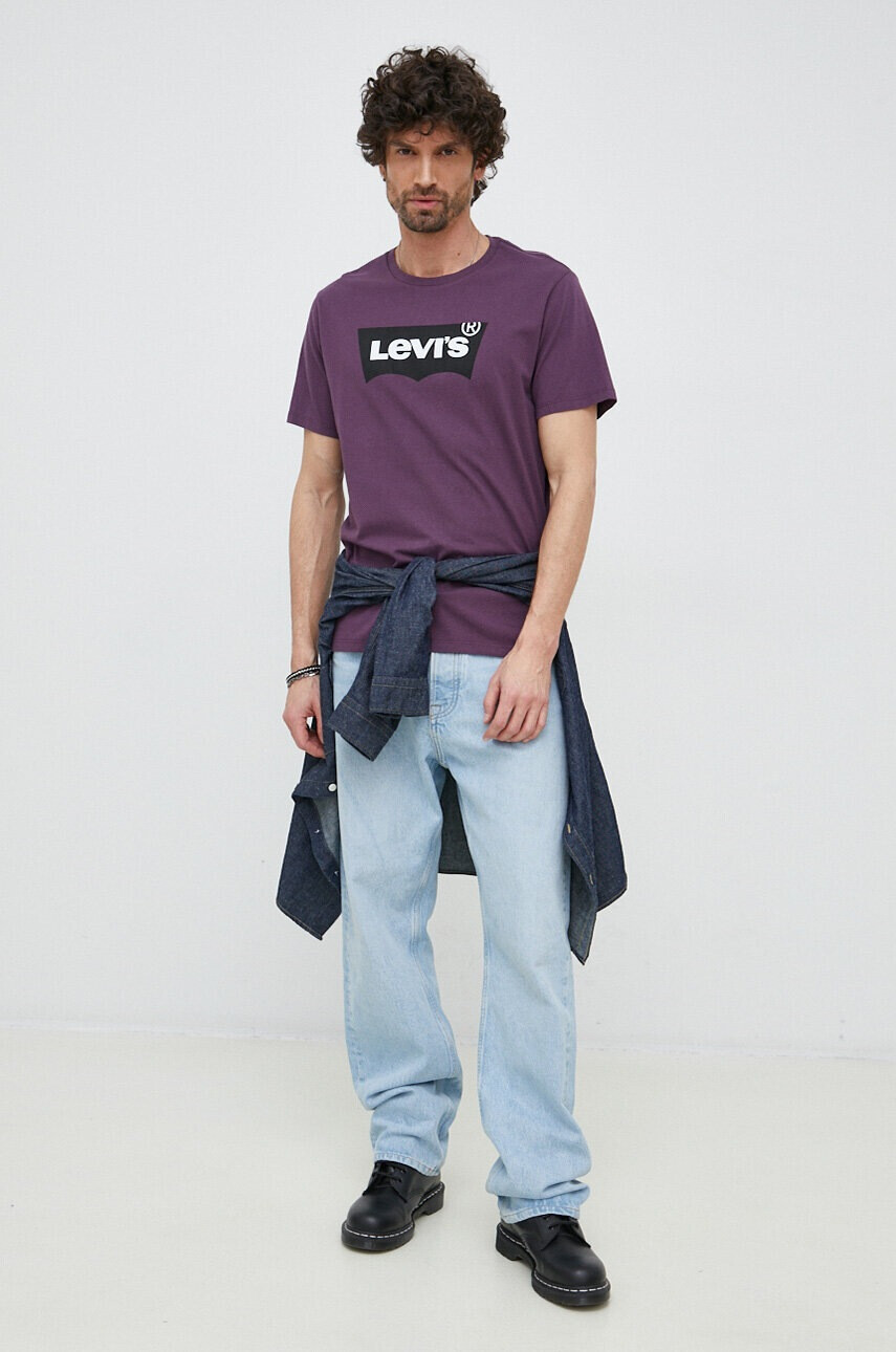 Levi's Памучна тениска в лилаво с принт - Pepit.bg