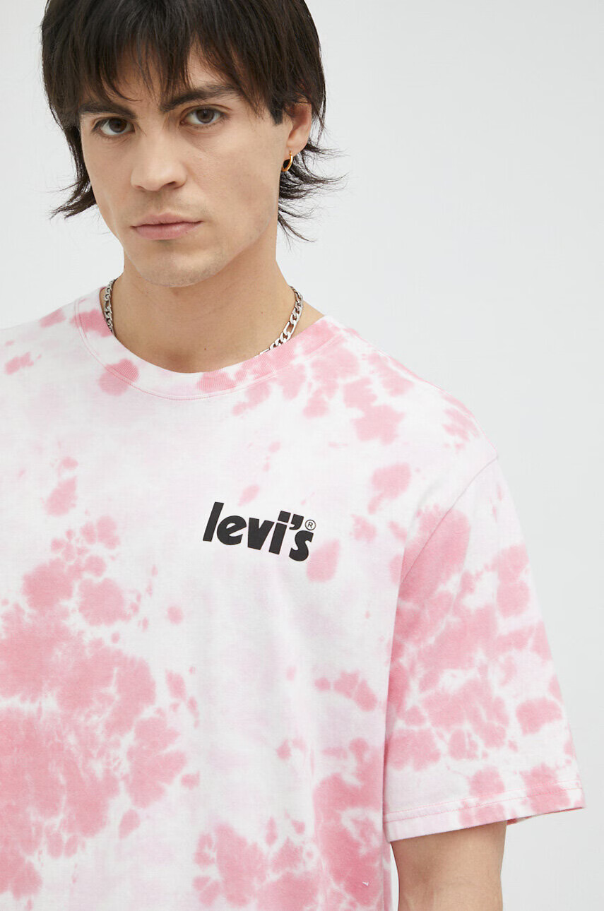 Levi's Памучна тениска в розово с десен - Pepit.bg