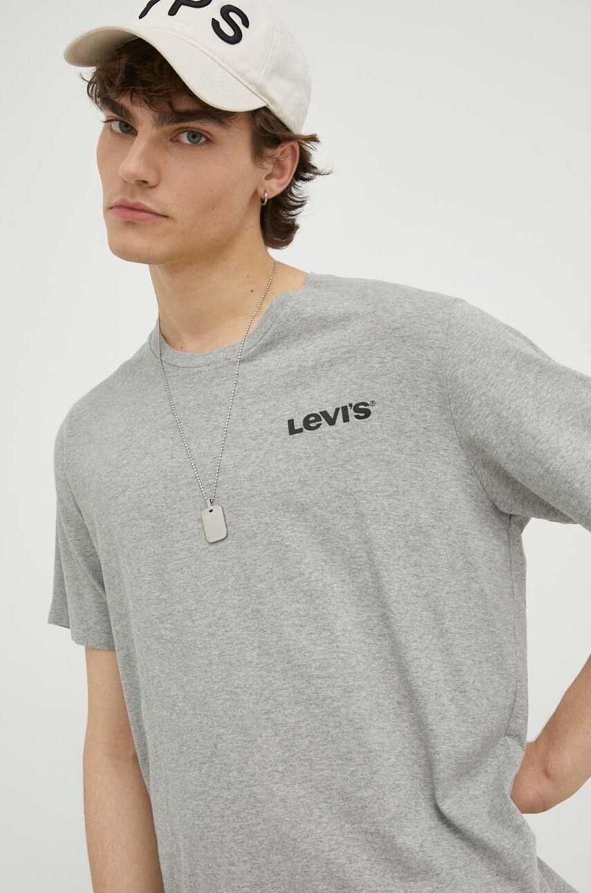 Levi's Памучна тениска в сиво с принт - Pepit.bg