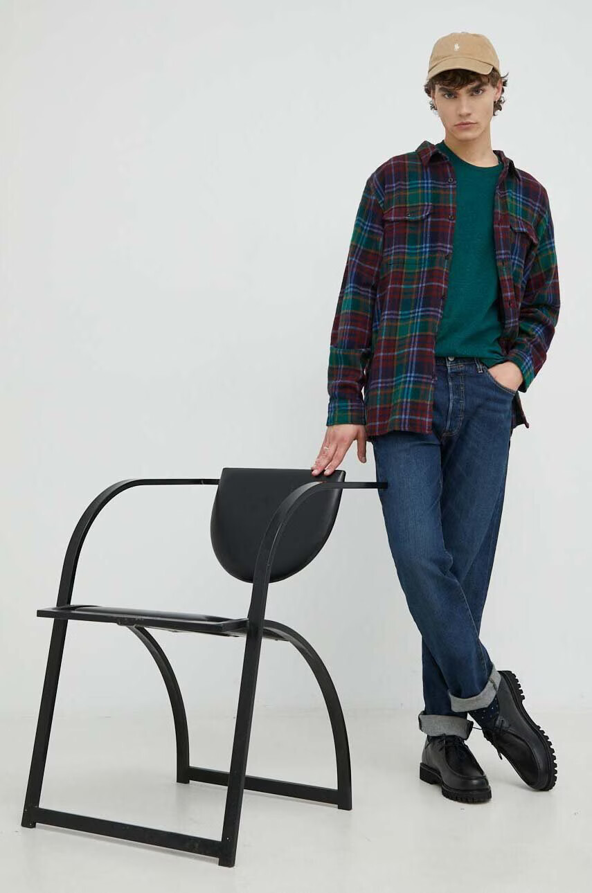 Levi's Памучна Тениска в зелено меланж на - Pepit.bg