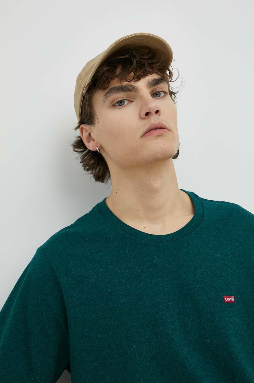Levi's Памучна Тениска в зелено меланж на - Pepit.bg