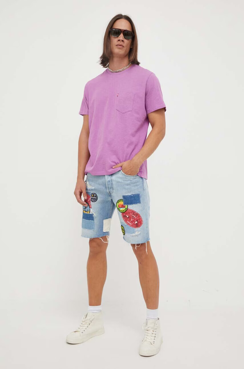 Levi's Памучна тениска в лилаво с изчистен дизайн - Pepit.bg