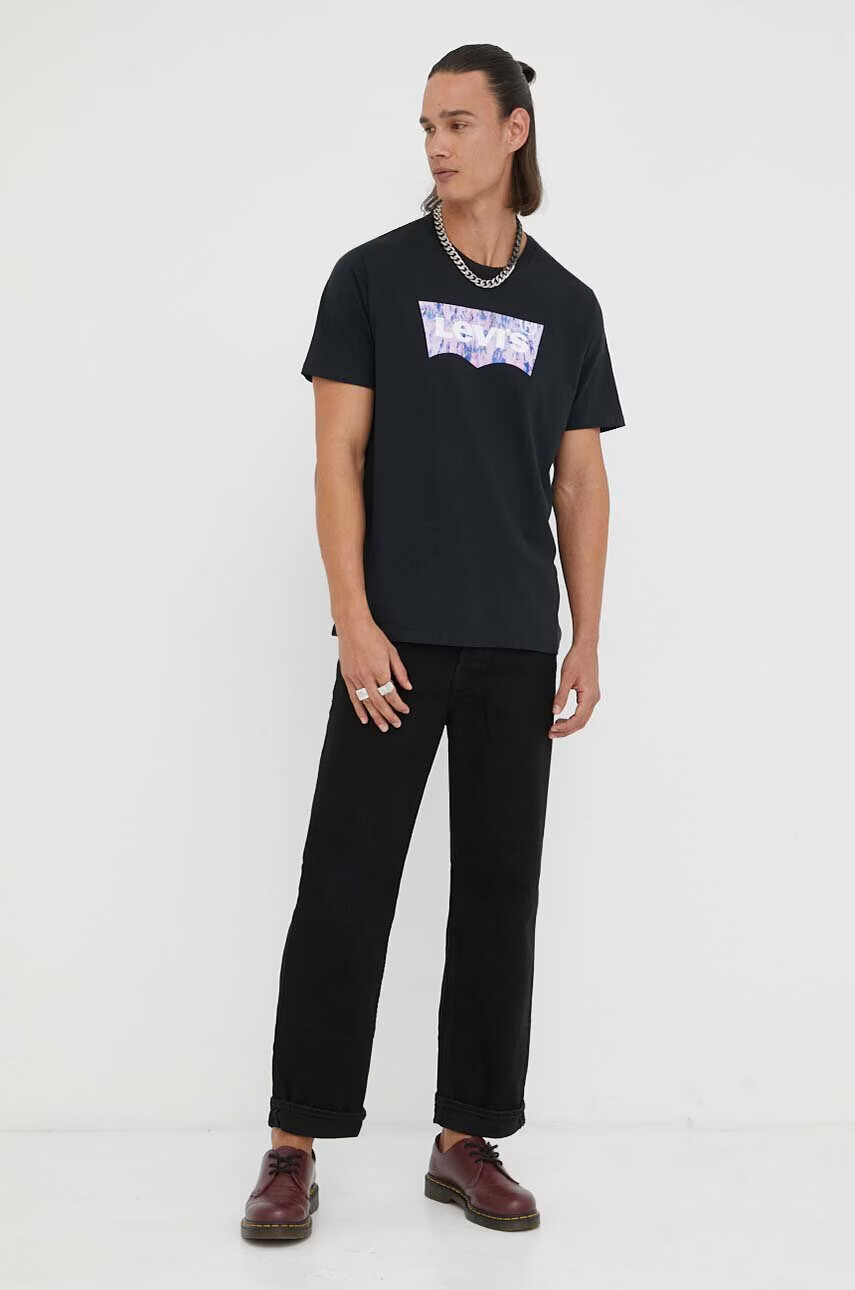 Levi's Памучна тениска в черно с принт - Pepit.bg