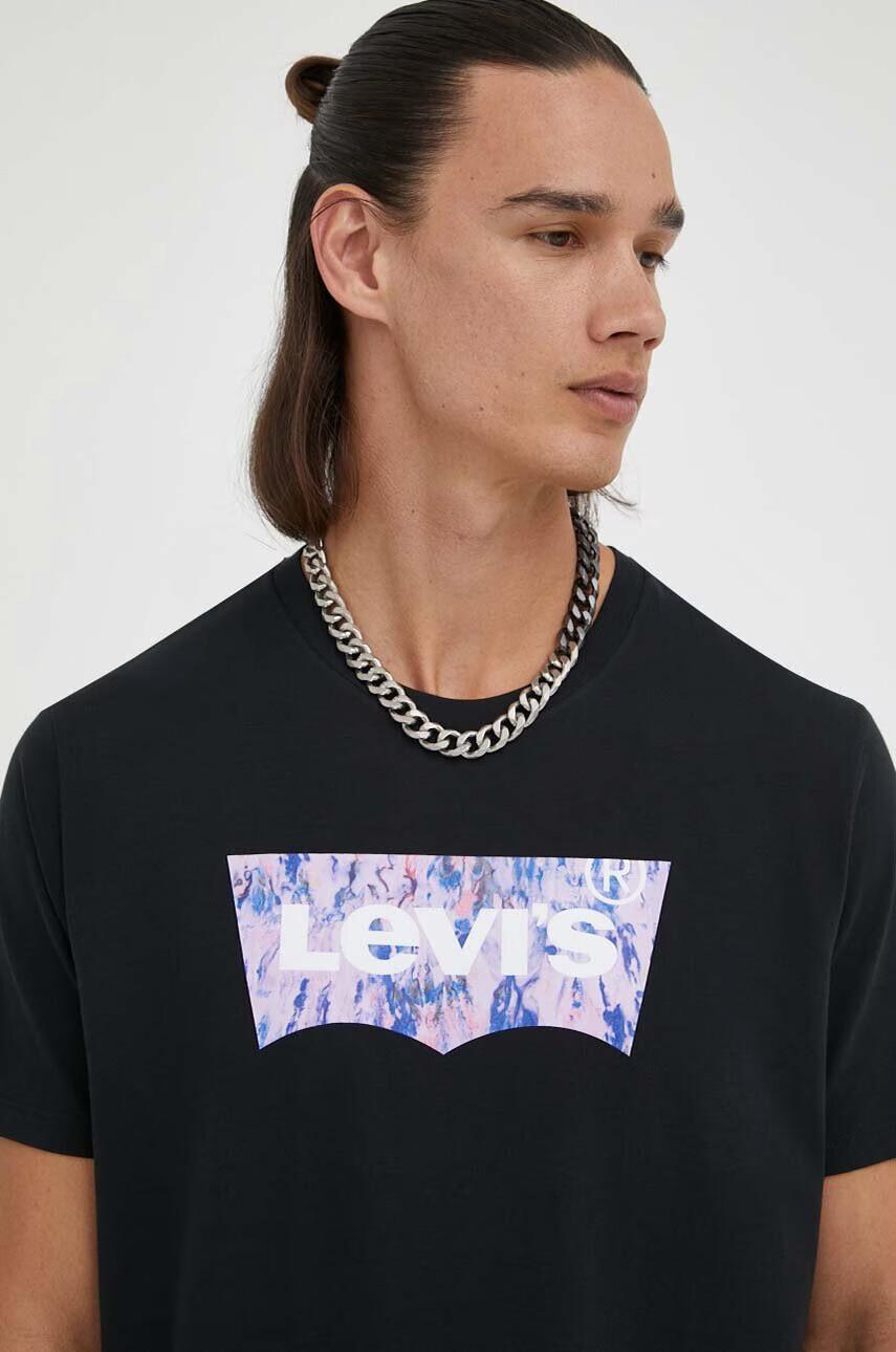 Levi's Памучна тениска в черно с принт - Pepit.bg