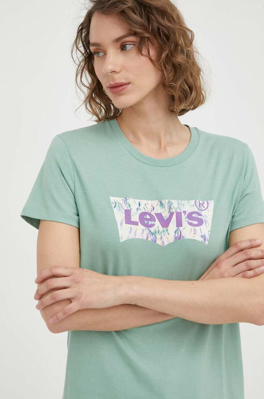 Levi's Памучна тениска в зелено - Pepit.bg