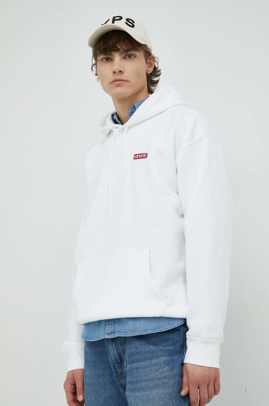 Levi's Суичър в бяло с качулка с изчистен дизайн - Pepit.bg