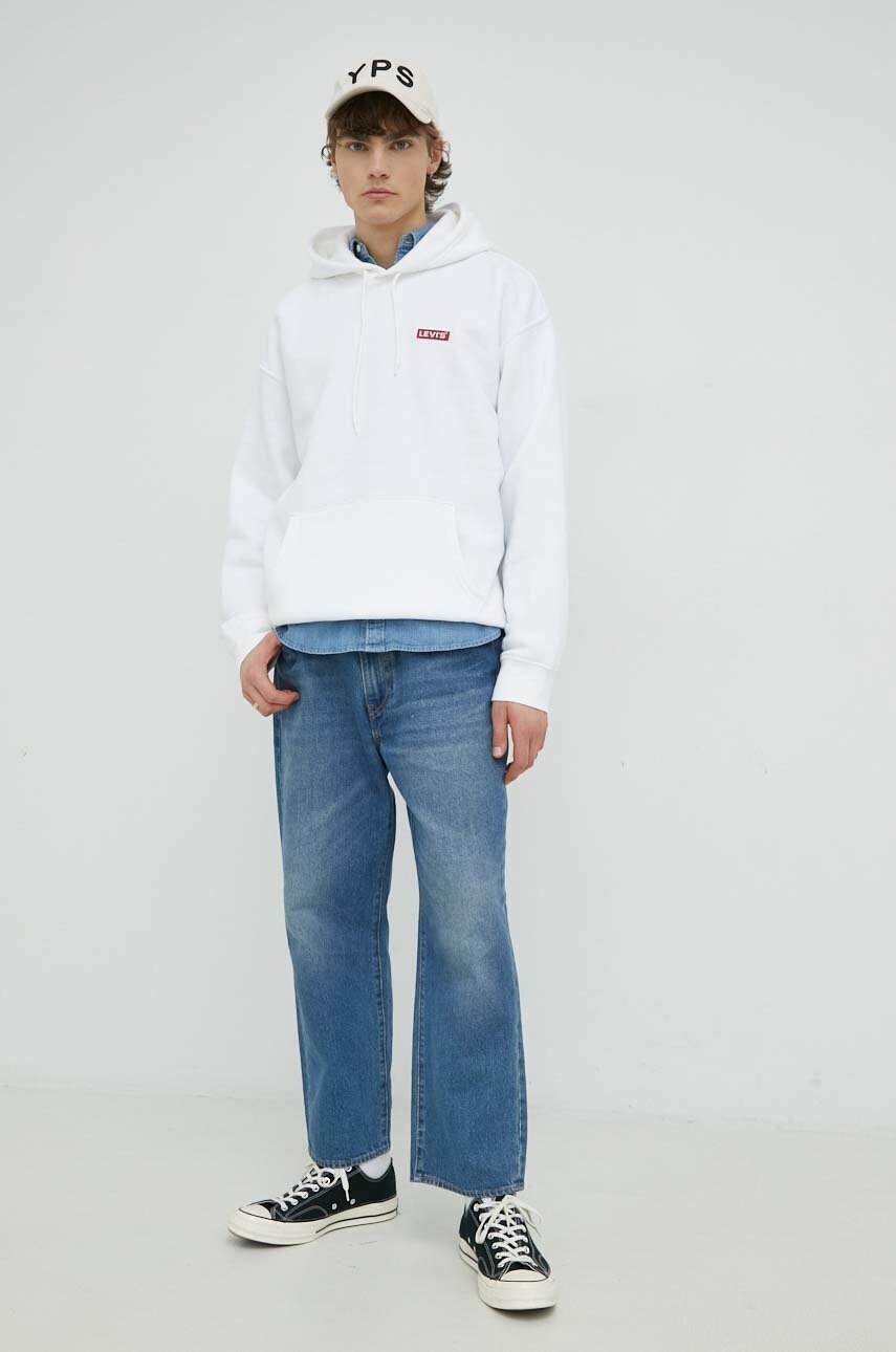 Levi's Суичър в бяло с качулка с изчистен дизайн - Pepit.bg