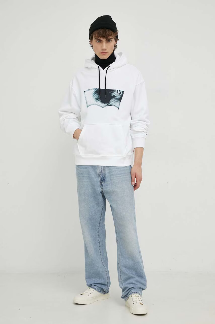 Levi's Суичър в бяло с качулка с принт - Pepit.bg