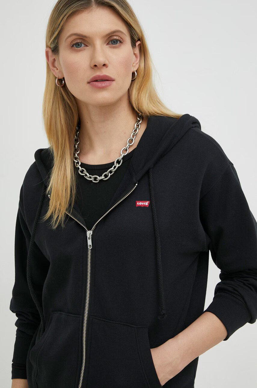 Levi's Суичър в черно с качулка с изчистен дизайн - Pepit.bg