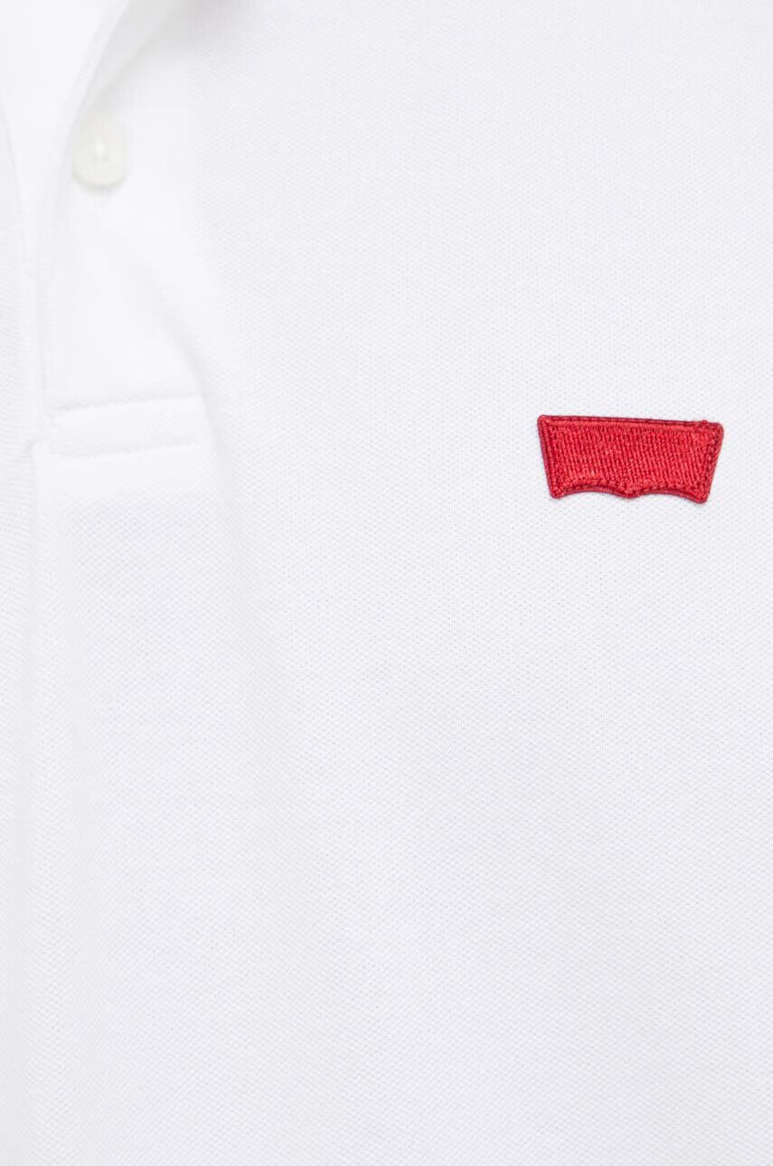 Levi's Тениска с яка в бяло с апликация - Pepit.bg