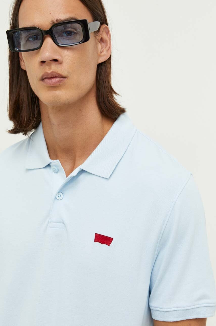 Levi's Тениска с яка в синьо с апликация - Pepit.bg