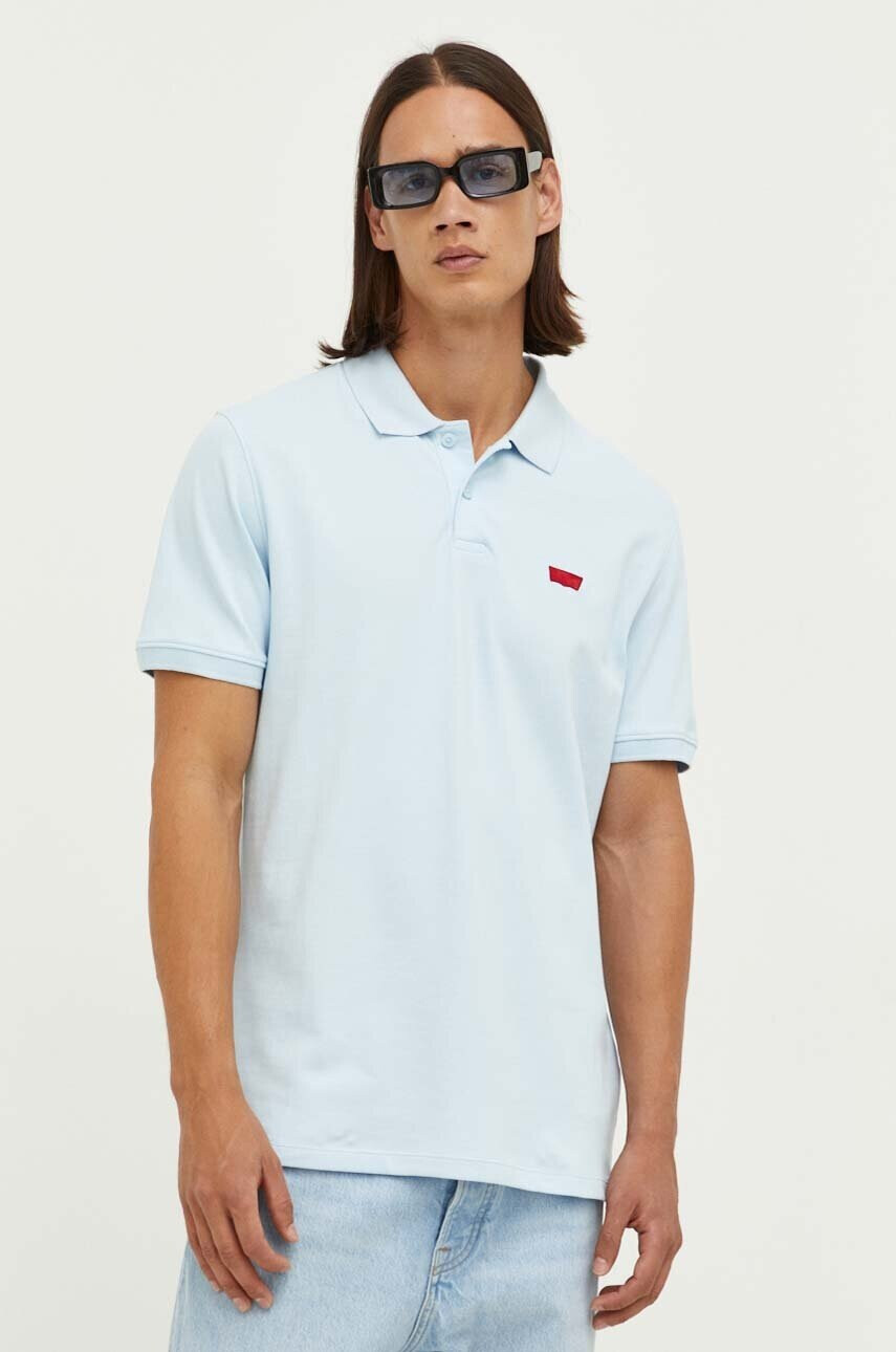 Levi's Тениска с яка в синьо с апликация - Pepit.bg