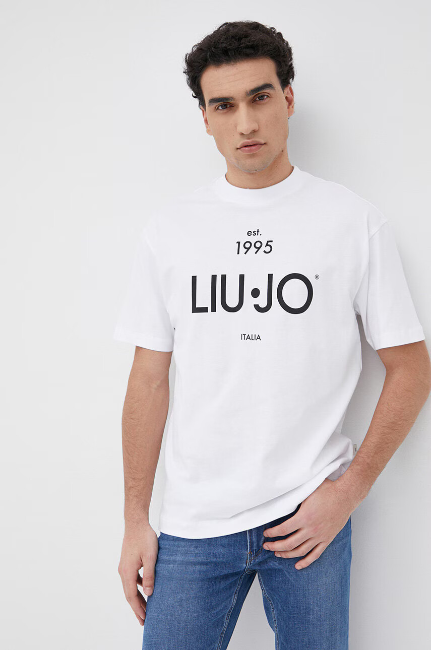 Liu Jo Памучна тениска в бяло с принт - Pepit.bg