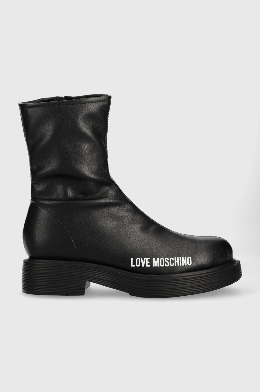 Love Moschino Боти в черно с равна подметка - Pepit.bg