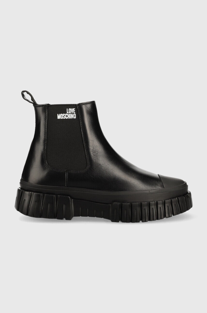 Love Moschino Боти челси в черно с платформа - Pepit.bg